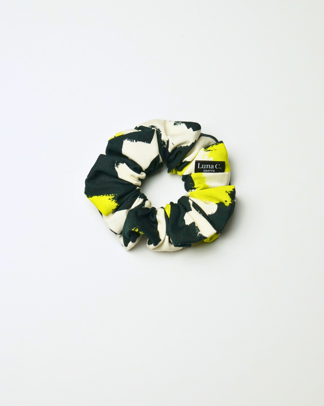 Multicolour Black and Neon Yellow Regular Size Scrunchie