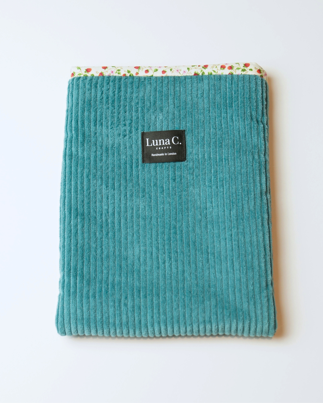Emerald Green Corduroy Floral Cotton Lining Book Sleeve