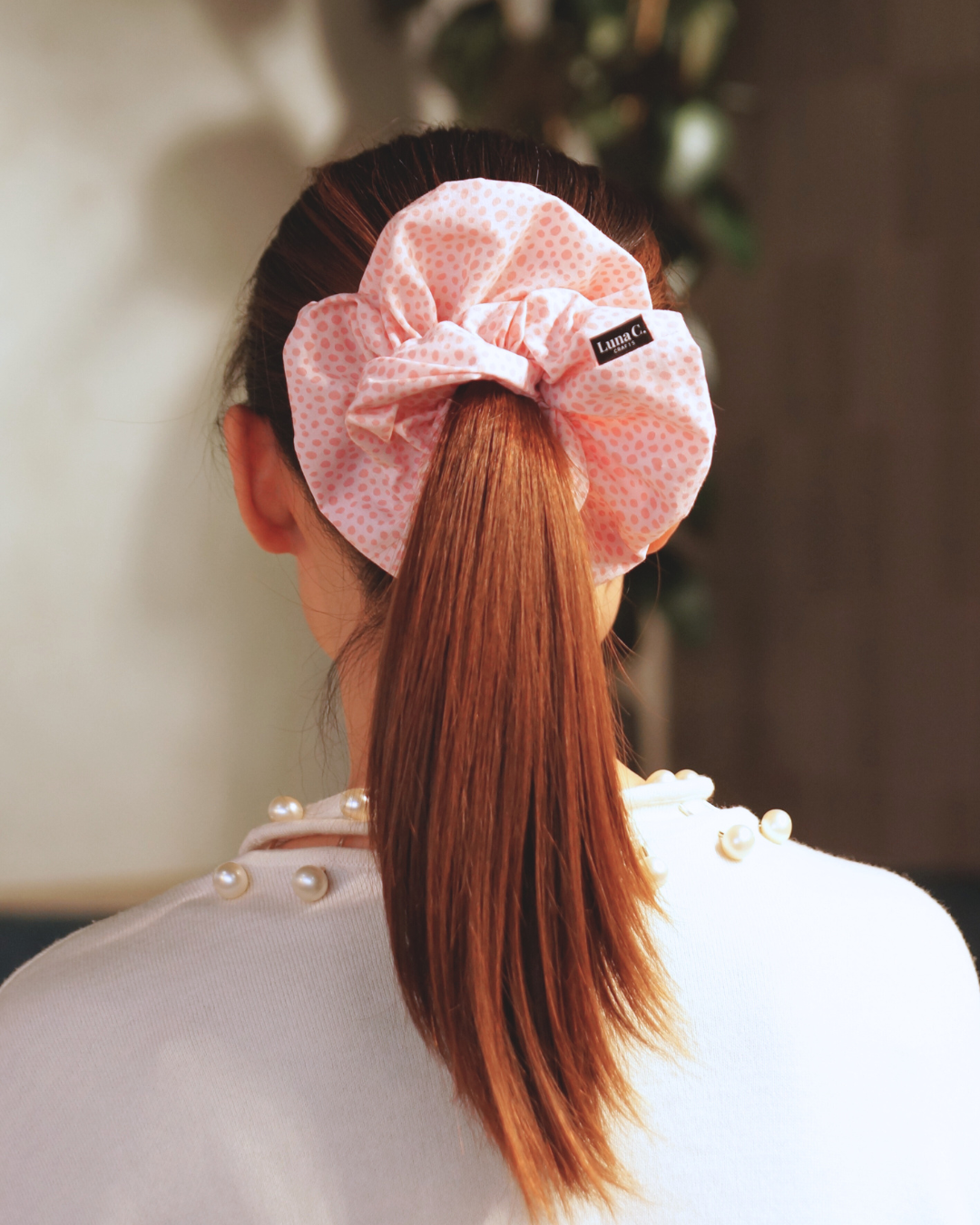 Pink Polka Dot Oversized Scrunchie