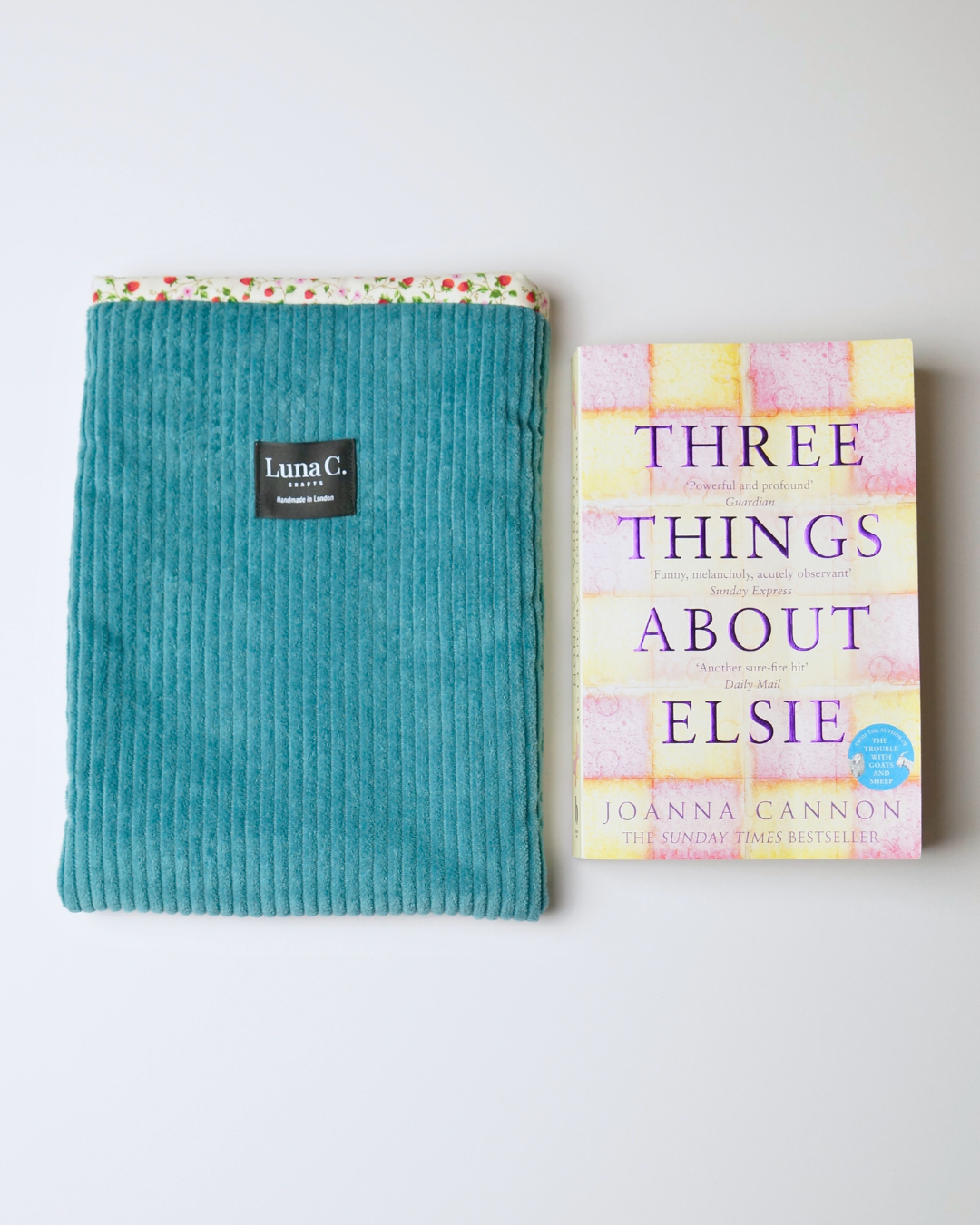 Emerald Green Corduroy Floral Cotton Lining Book Sleeve