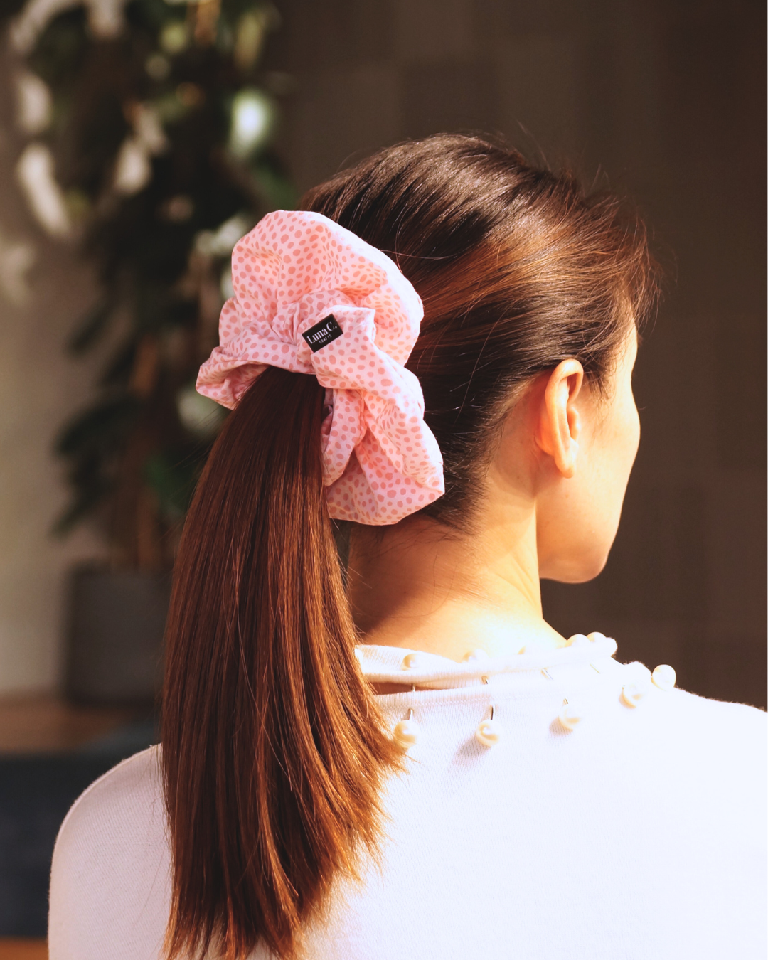 Pink Polka Dot Oversized Scrunchie