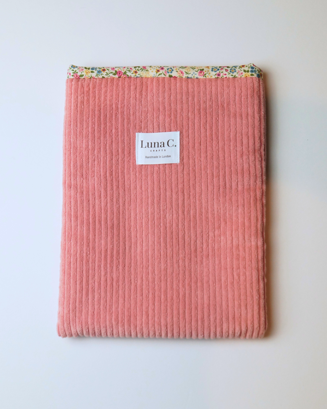 Smoky Pink Corduroy Floral Cotton Lining Book Sleeve
