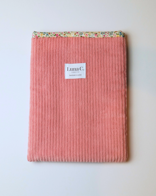 Smoky Pink Corduroy Floral Cotton Lining Book Sleeve