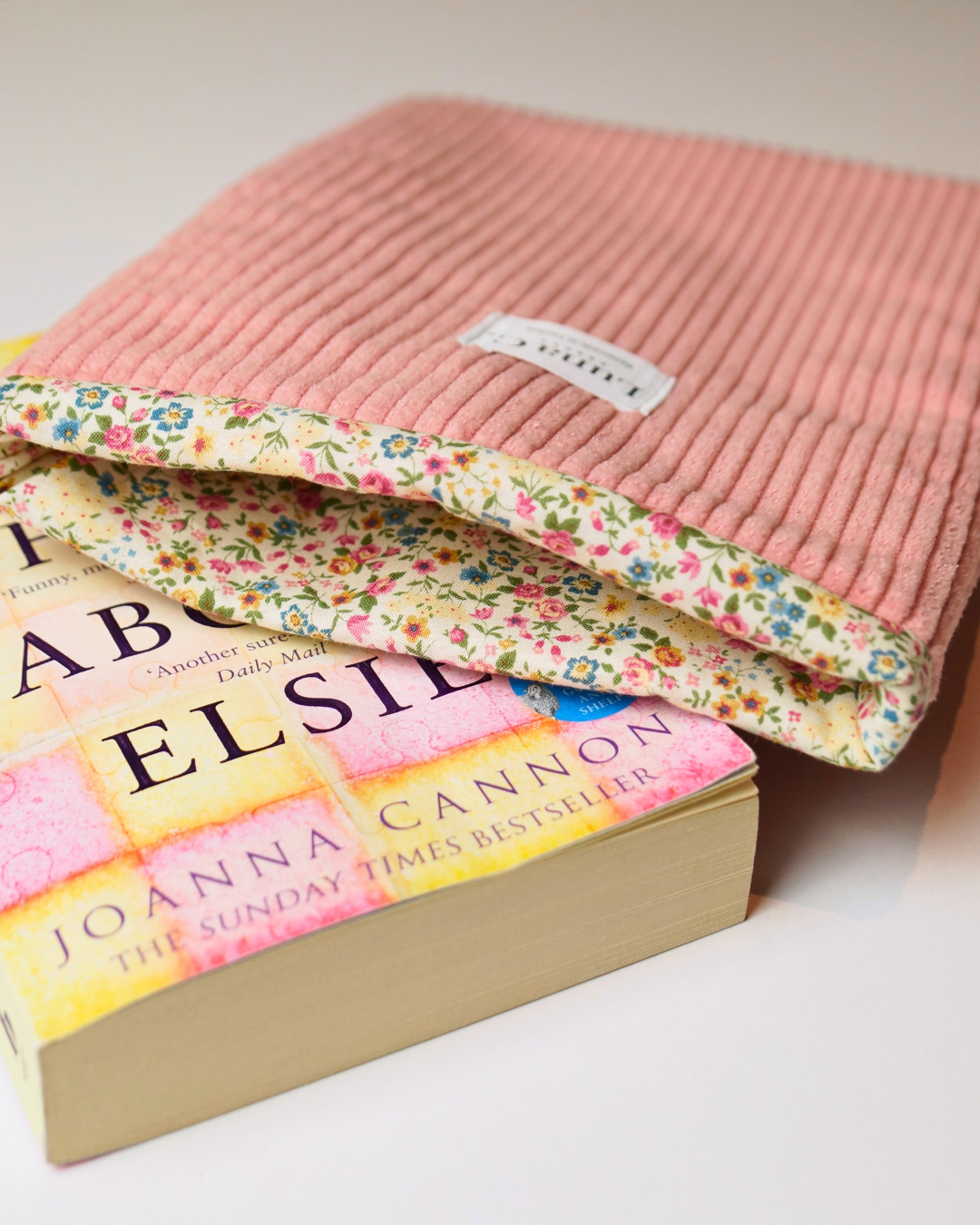 Smoky Pink Corduroy Floral Cotton Lining Book Sleeve