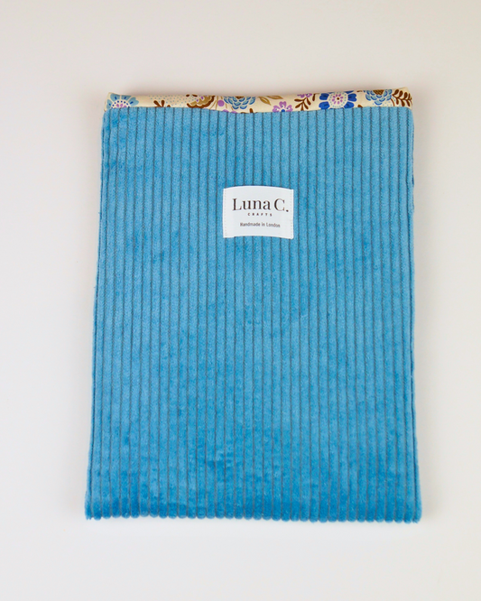 Pigeon Sky Blue Corduroy Floral Cotton Lining Book Sleeve
