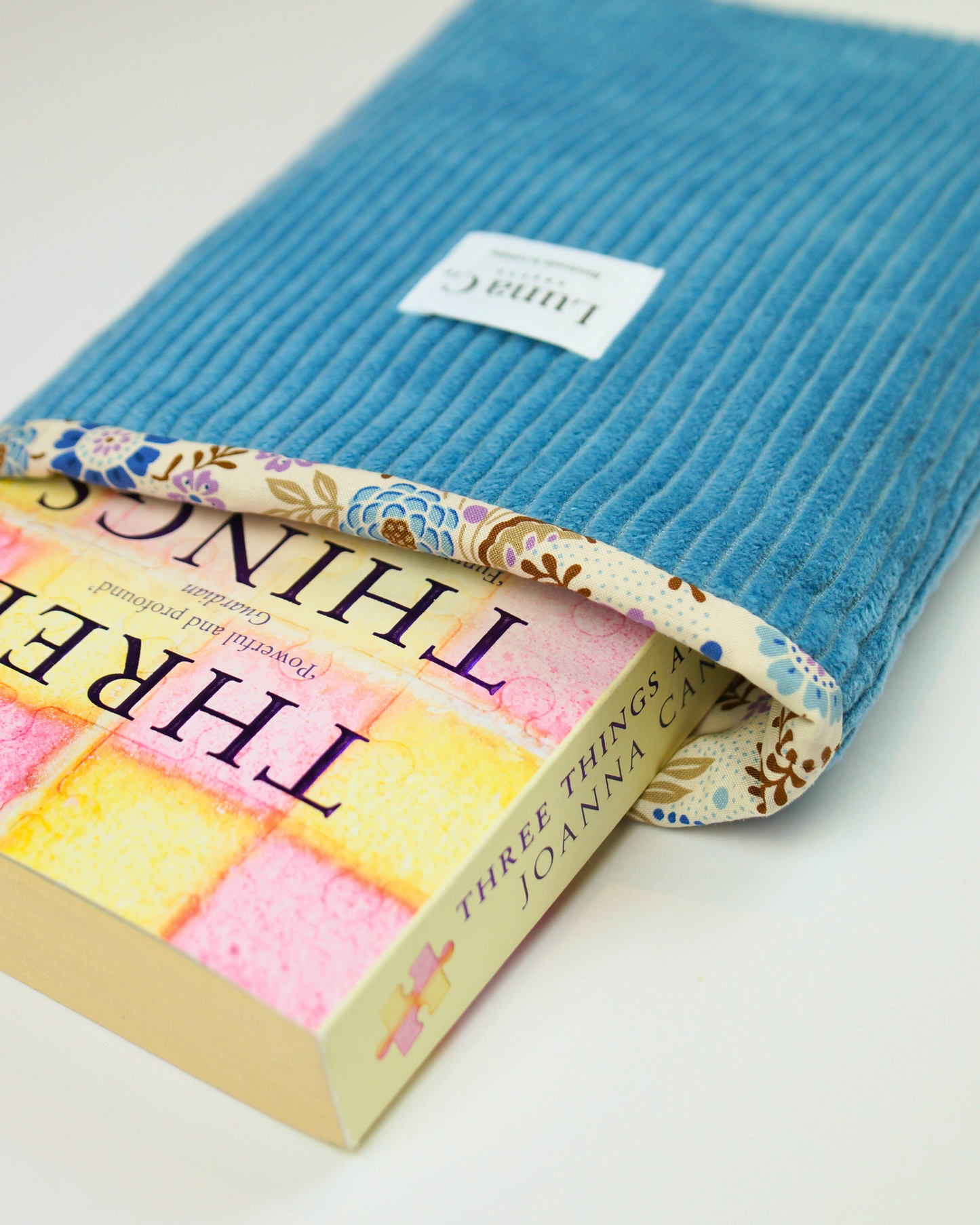 Pigeon Sky Blue Corduroy Floral Cotton Lining Book Sleeve