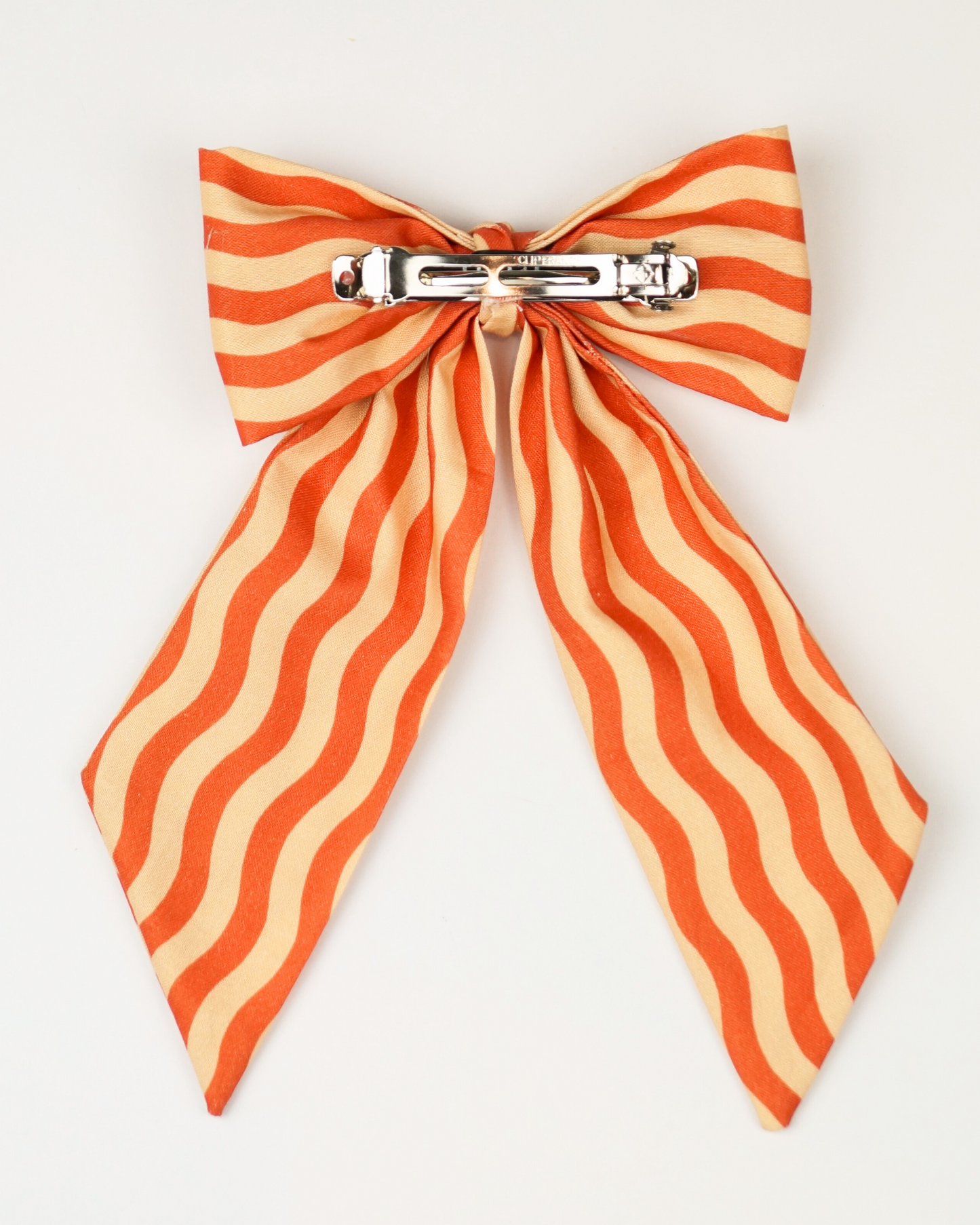 Orange Wavy Stripes Swallow’s Tail Hair Bow Clip