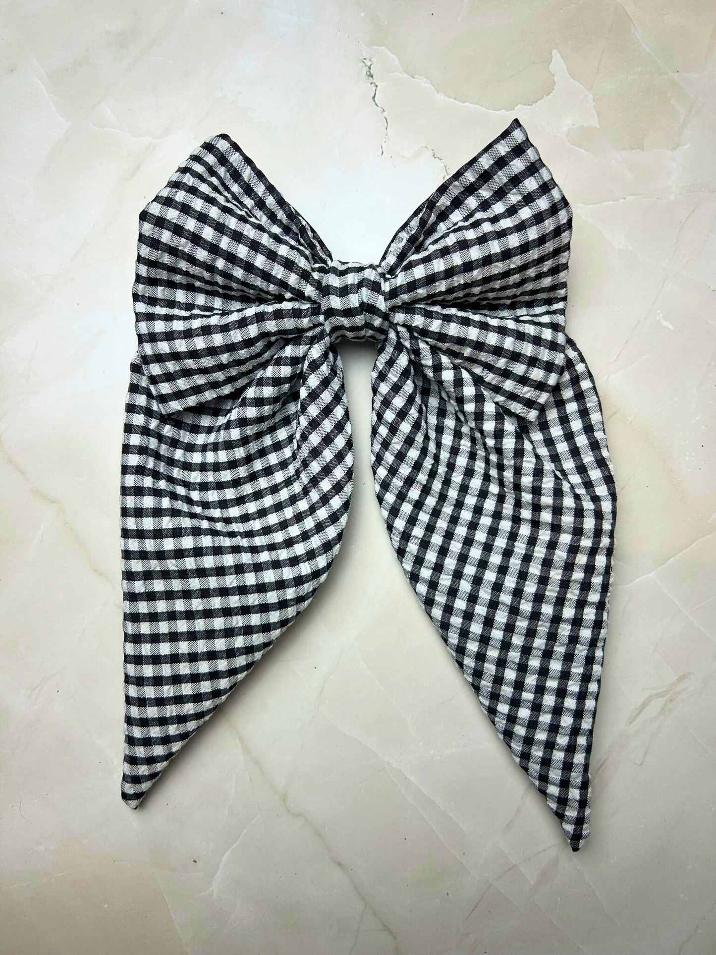 Black Small Plaid Large Bow Hair Clip