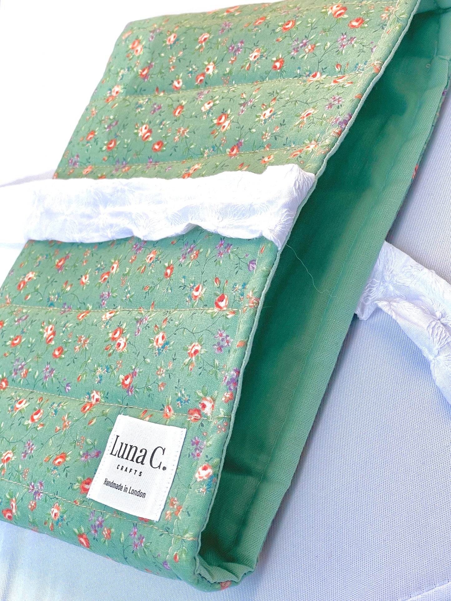 Light Green Orange Floral Ribbon-Tied Book Sleeve
