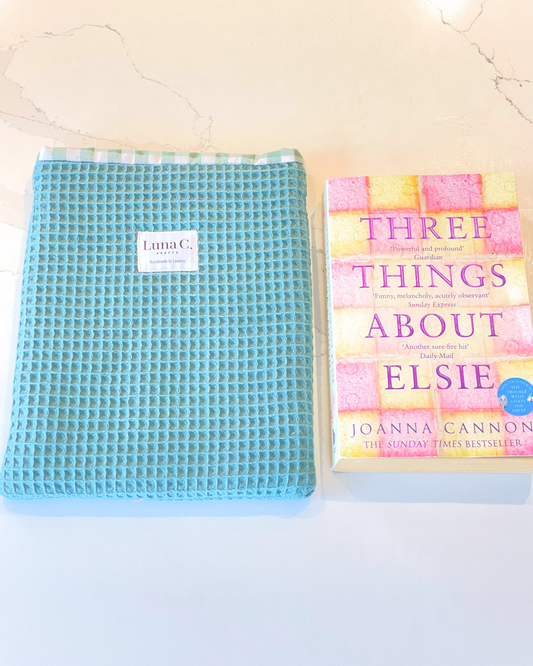 Light Green Waffle Fabric Gingham Slip On Book Sleeve