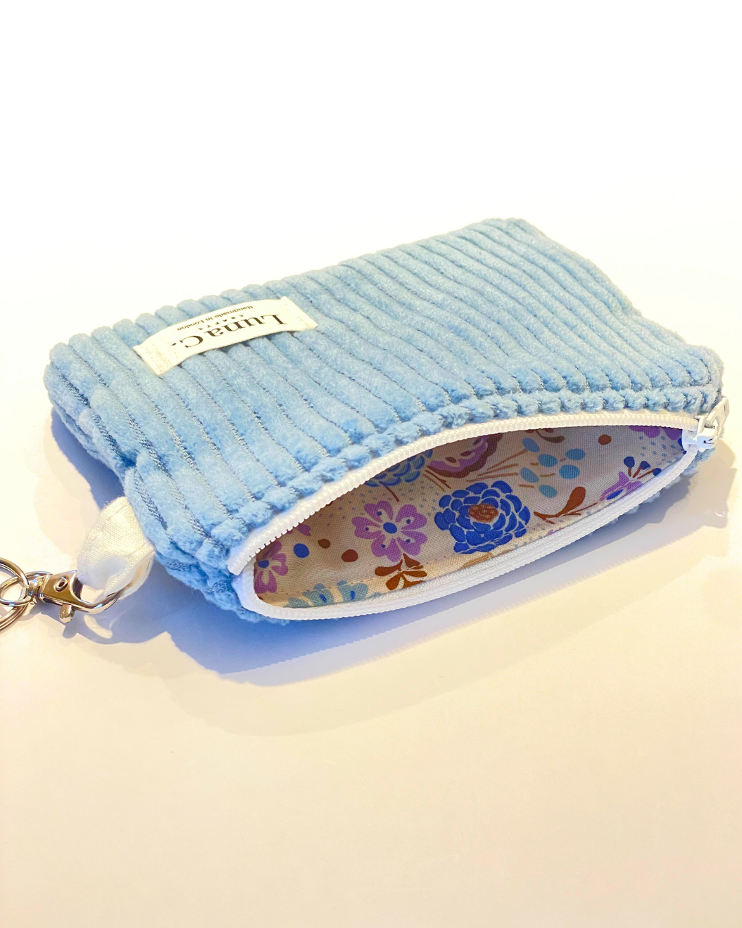 Ocean Blue Corduroy Keychain Wallet