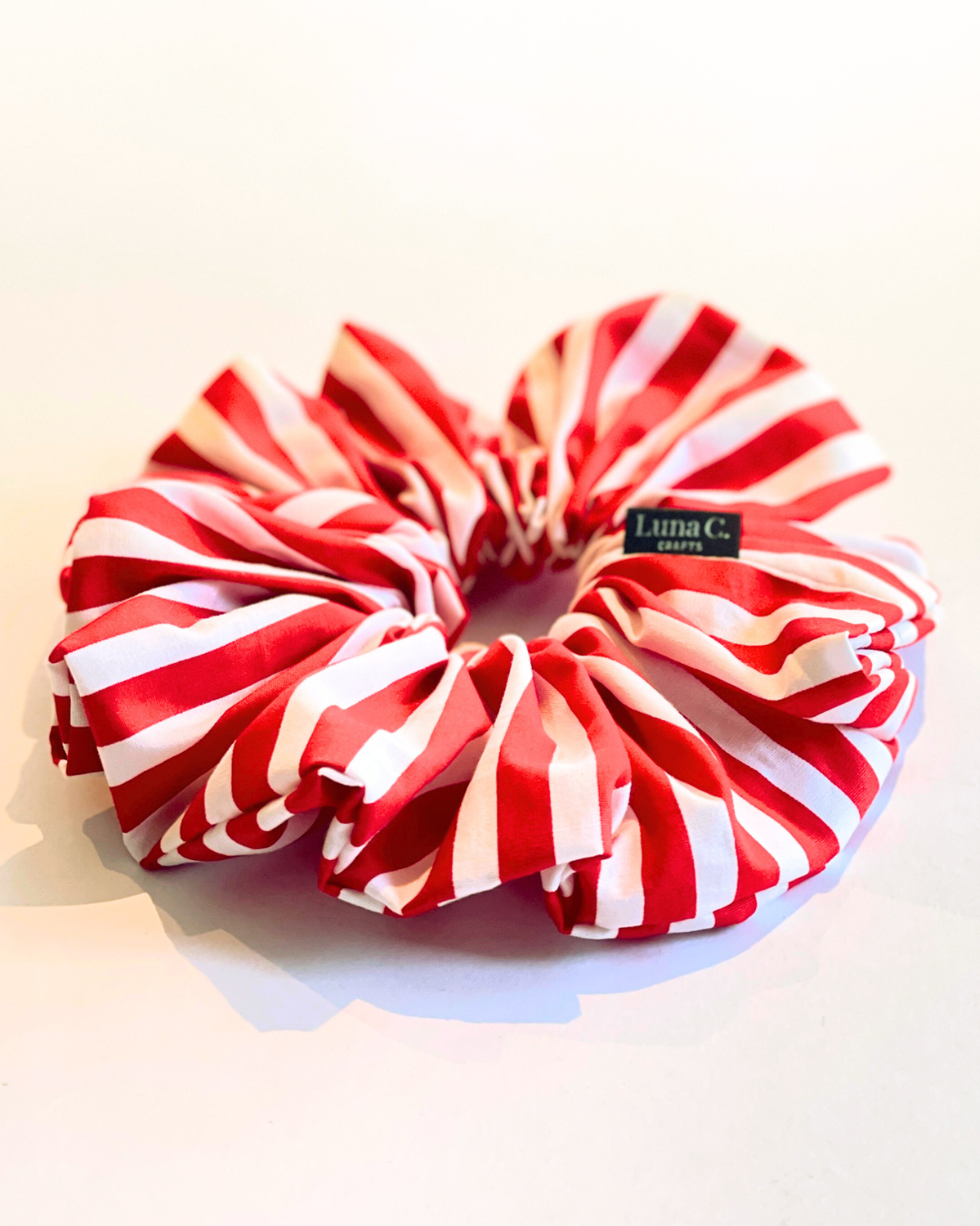 Red and White Striped Oversized Scrunchie