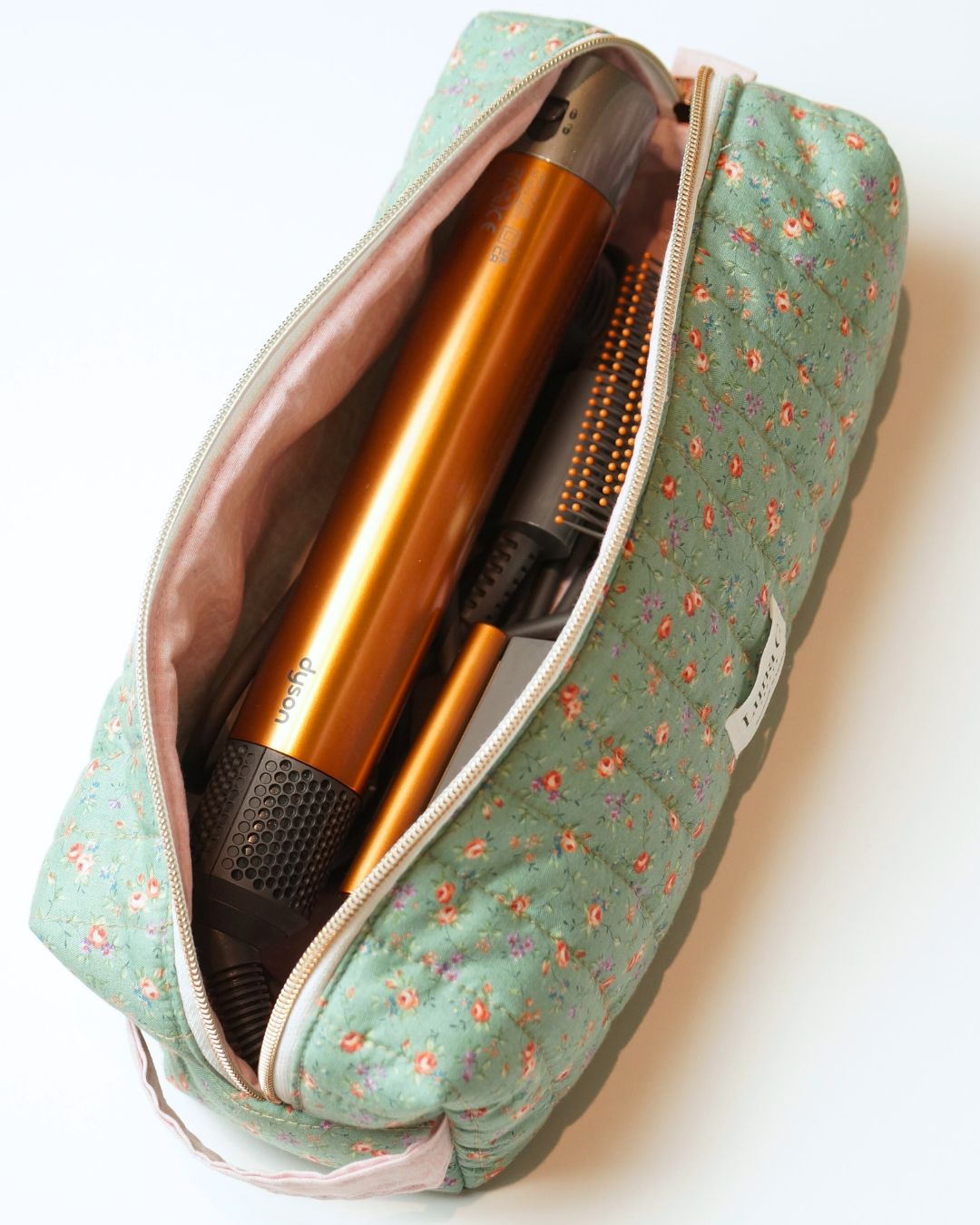 Light Sage Green Floral Pattern Hair Tool Travel Bag – Fits Dyson Airwrap