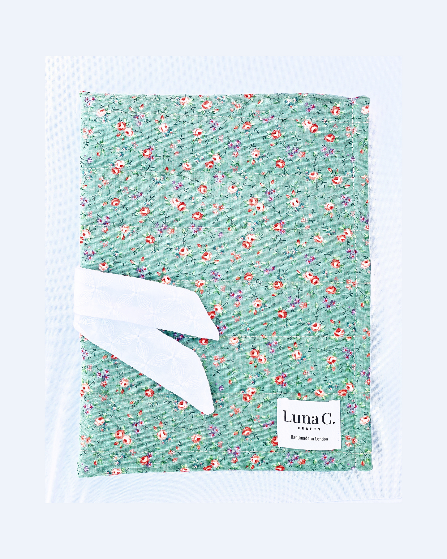 Light Green Orange Floral Ribbon-Tied Book Sleeve