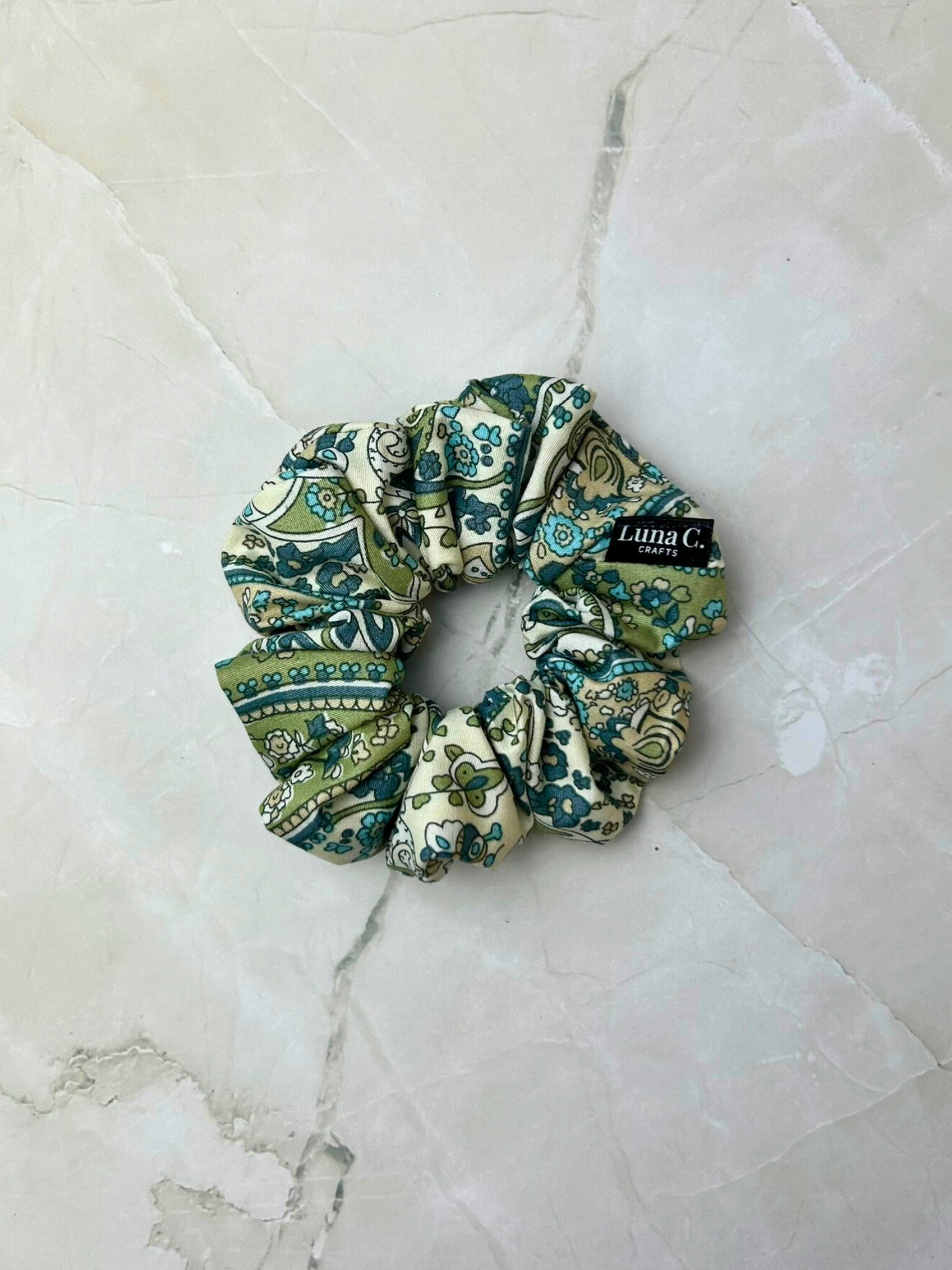 Green Paisley Scrunchie