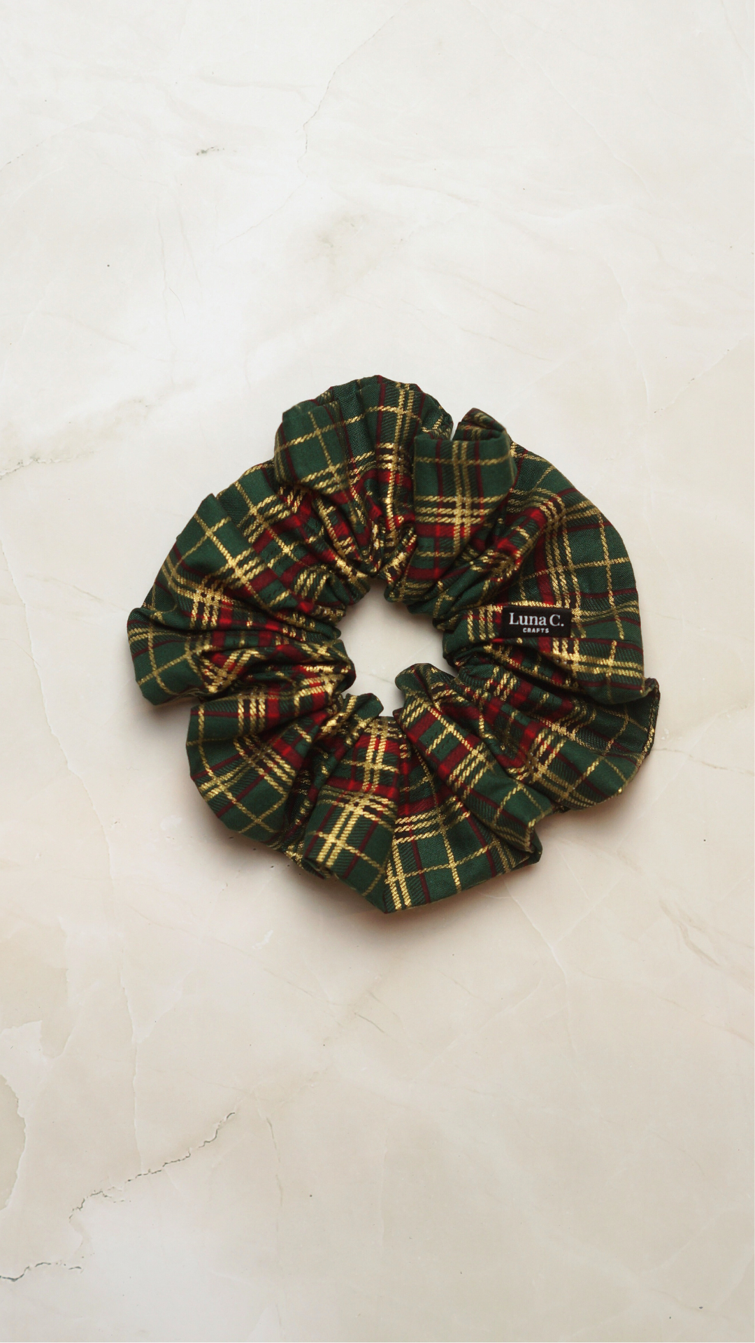 Green Plaid Scrunchie