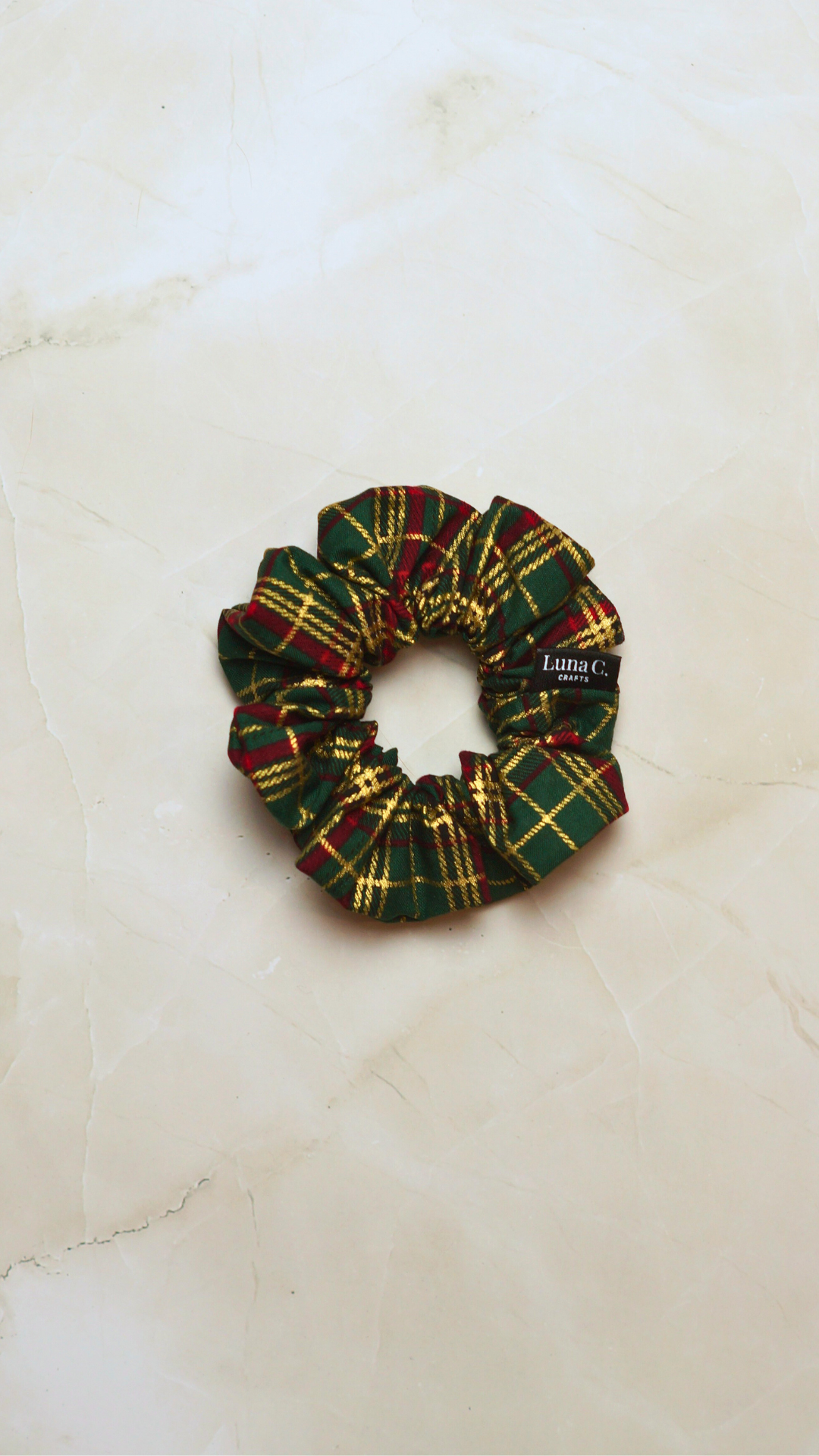 Green Plaid Scrunchie