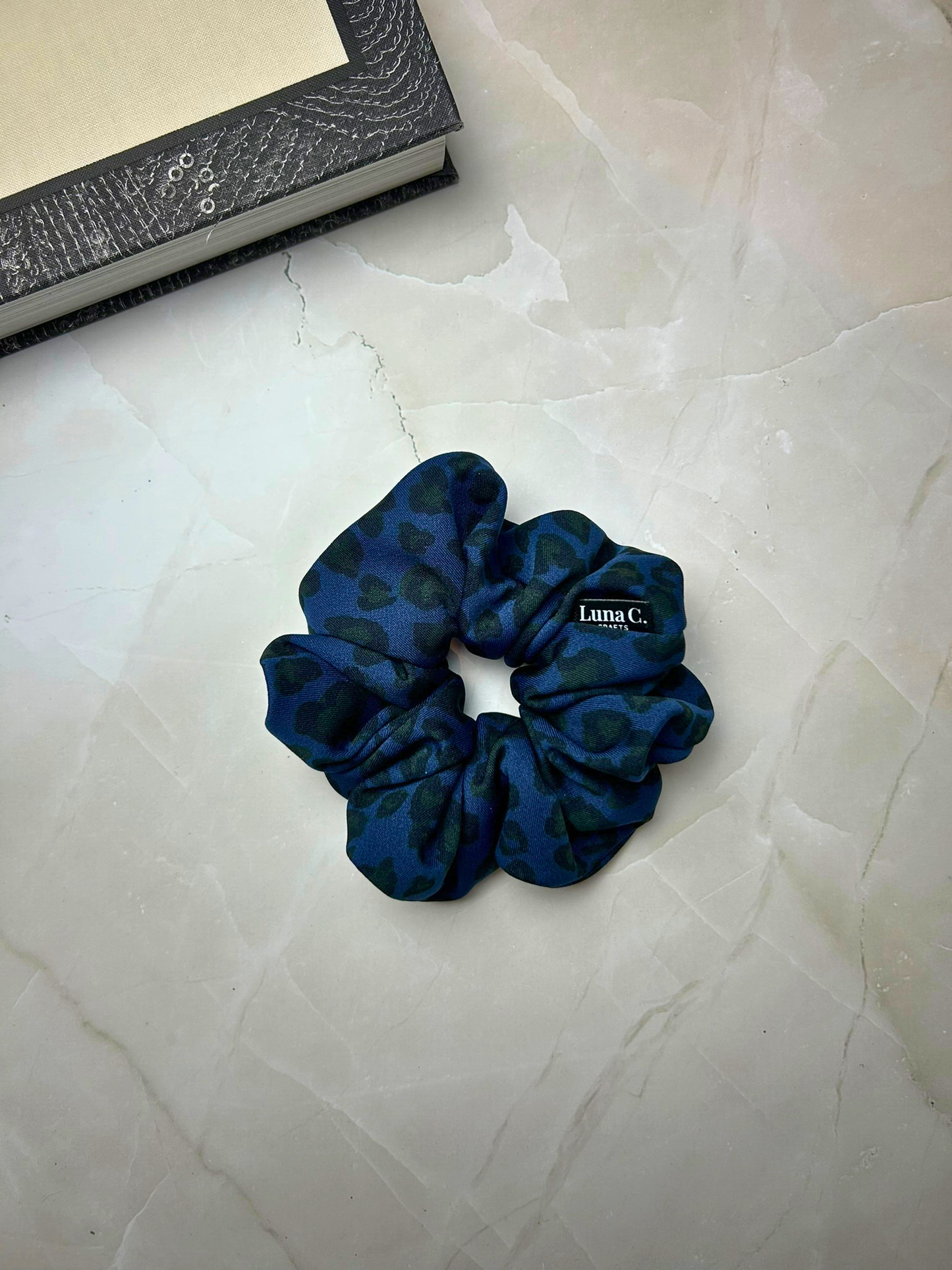 Blue Leopard Print Regular Size Scrunchie