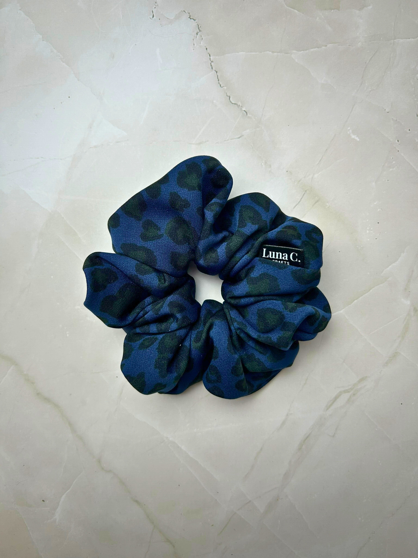 Blue Leopard Print Regular Size Scrunchie