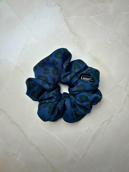 Blue Leopard Print Regular Size Scrunchie