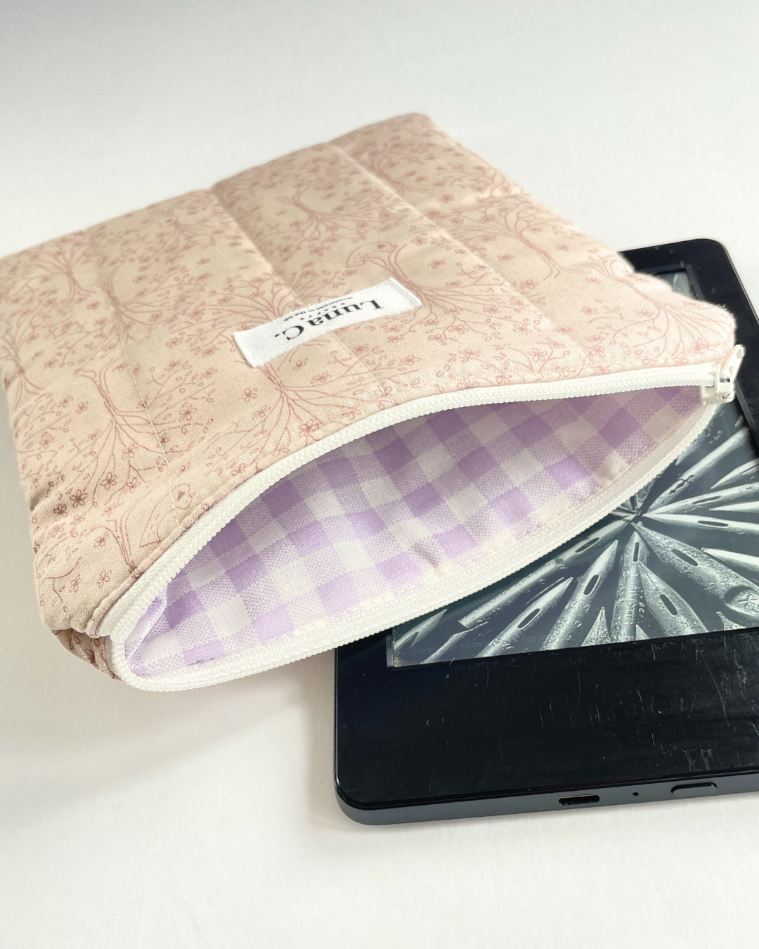 Blush Pink Cherry Blossom Zippered Kindle Sleeve