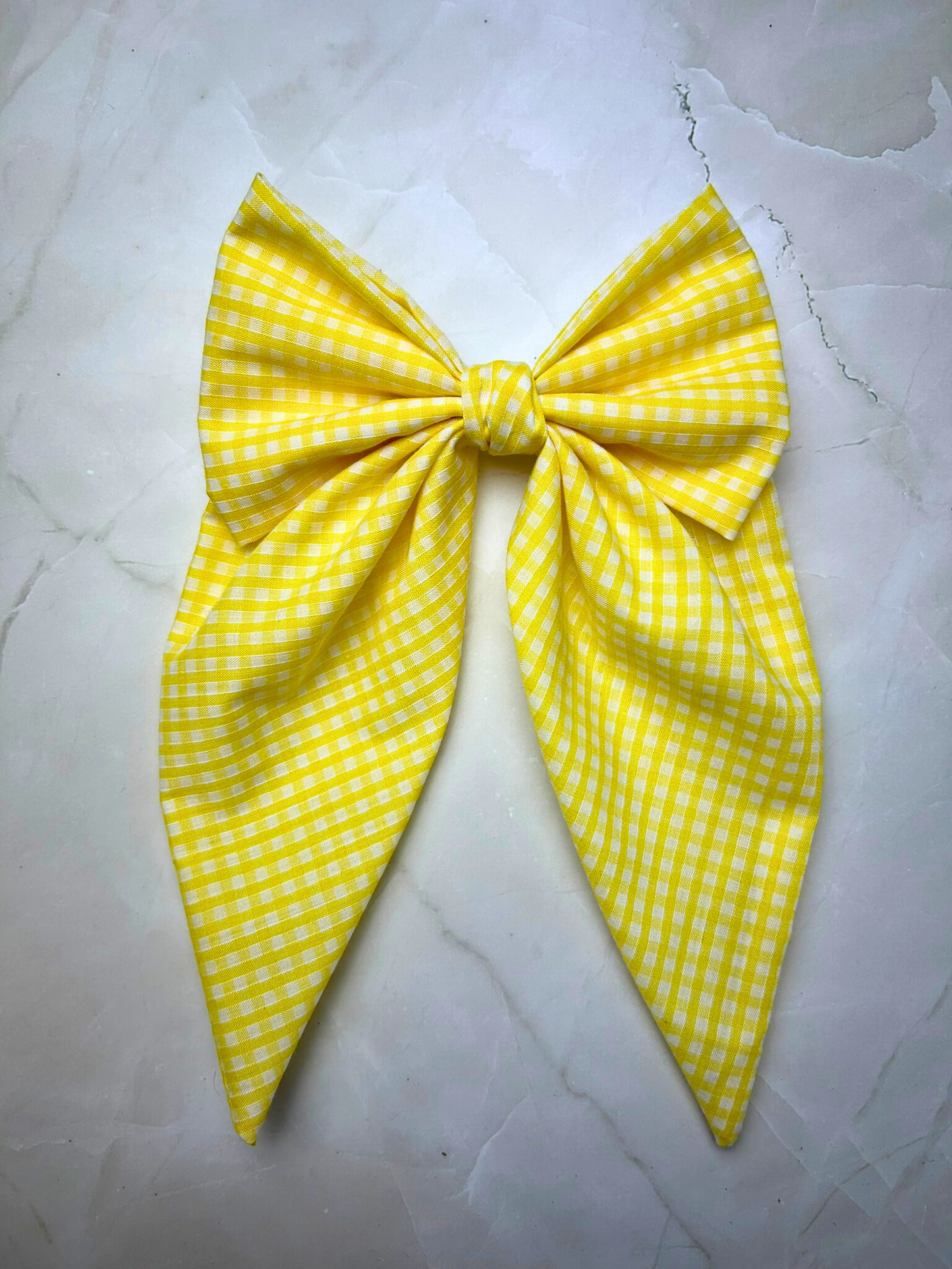 Yellow Small Plaid Large Size Bow Hair Clips