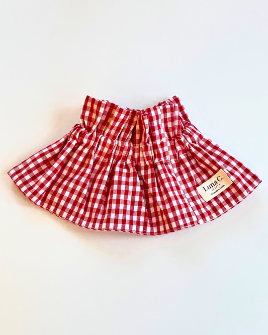 Handmade Cherry Red Gingham Stretch-fit Pop-on Collar