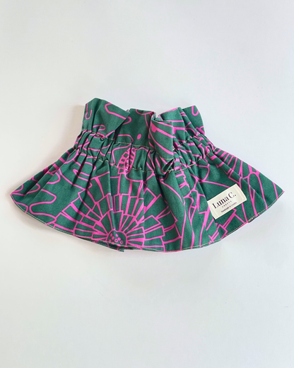 Handmade Forest Green & Magenta Abstract Stretch-fit Pop-on Collar