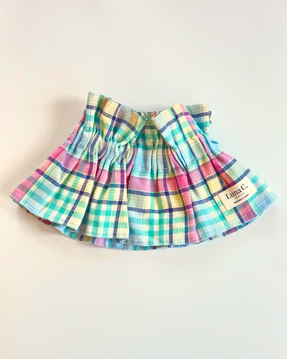 Handmade Pastel Plaid Stretch-fit Pop-on Collar - Pink, Blue & Yellow