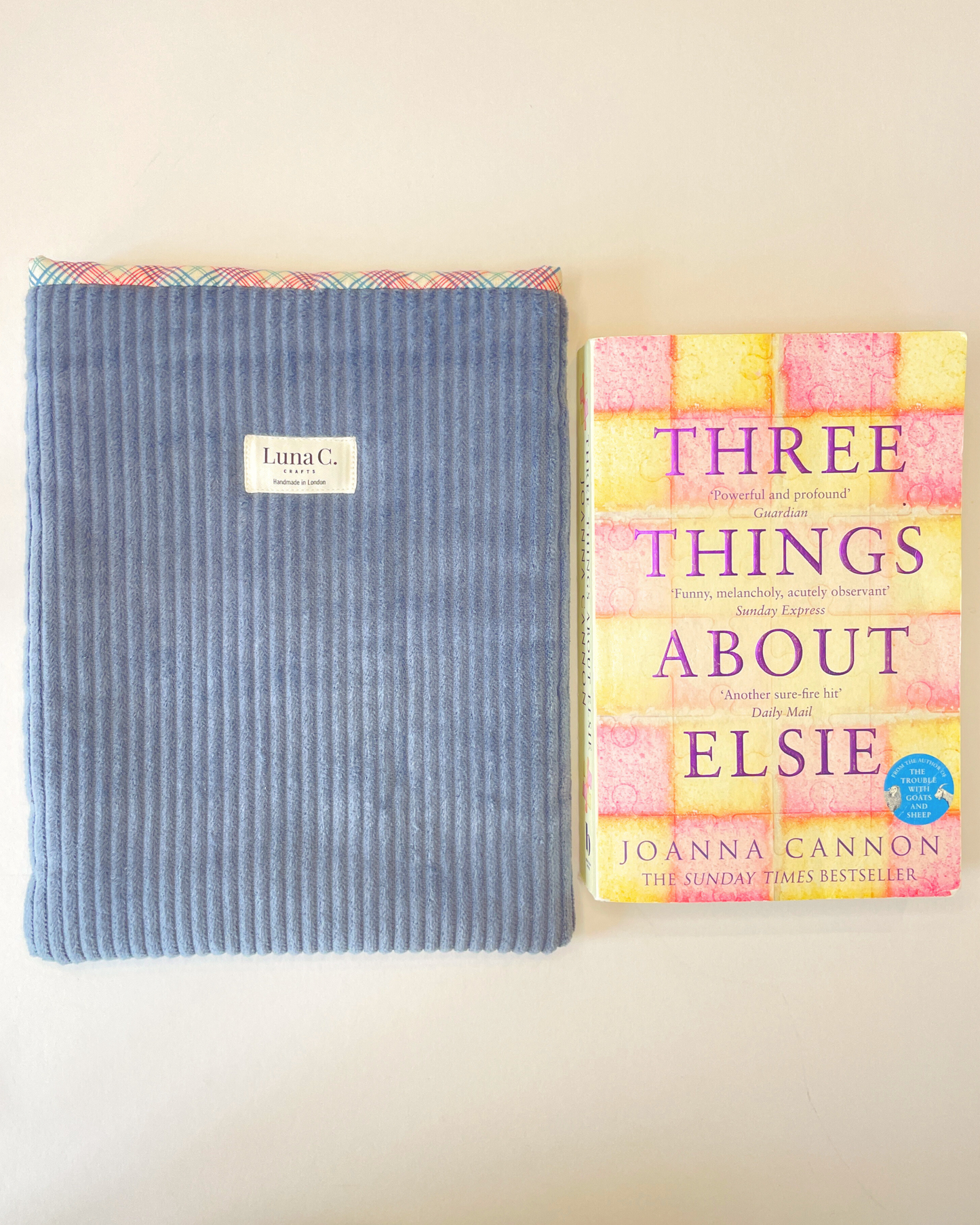 Blue Corduroy Book Sleeve  Padded Paperback Cover — Handmade in England UK