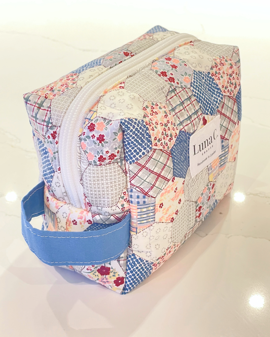 Multicolour Hexagonal Patchwork Pattern Makeup Bag - Regular Size