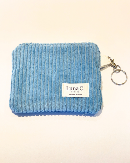 Ocean Blue Corduroy Keychain Wallet