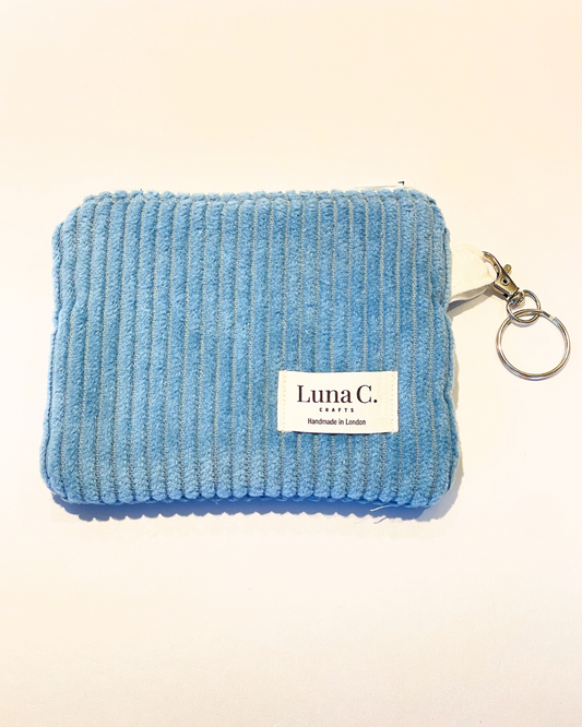 Ocean Blue Corduroy Keychain Wallet