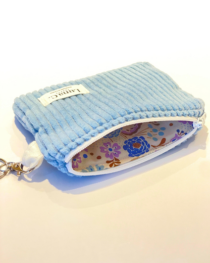 Ocean Blue Corduroy Keychain Wallet