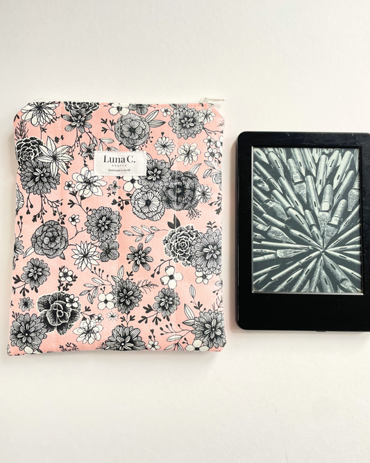 Pink Botanical Sketch Zippered Kindle Sleeve