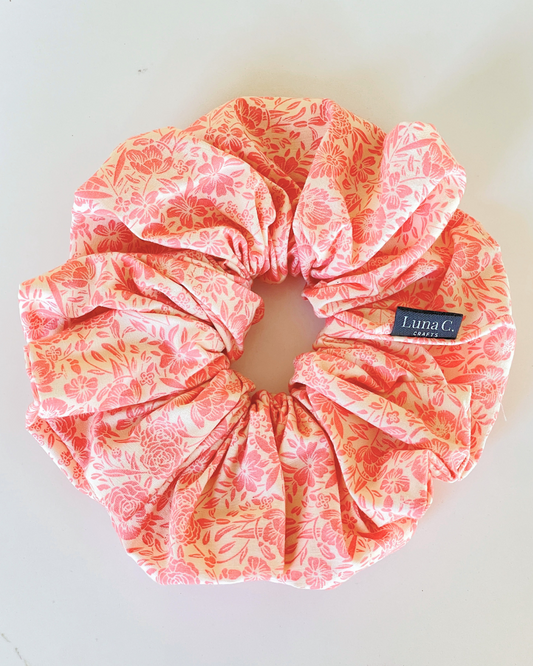 Pink Floral Oversized Scrunchie