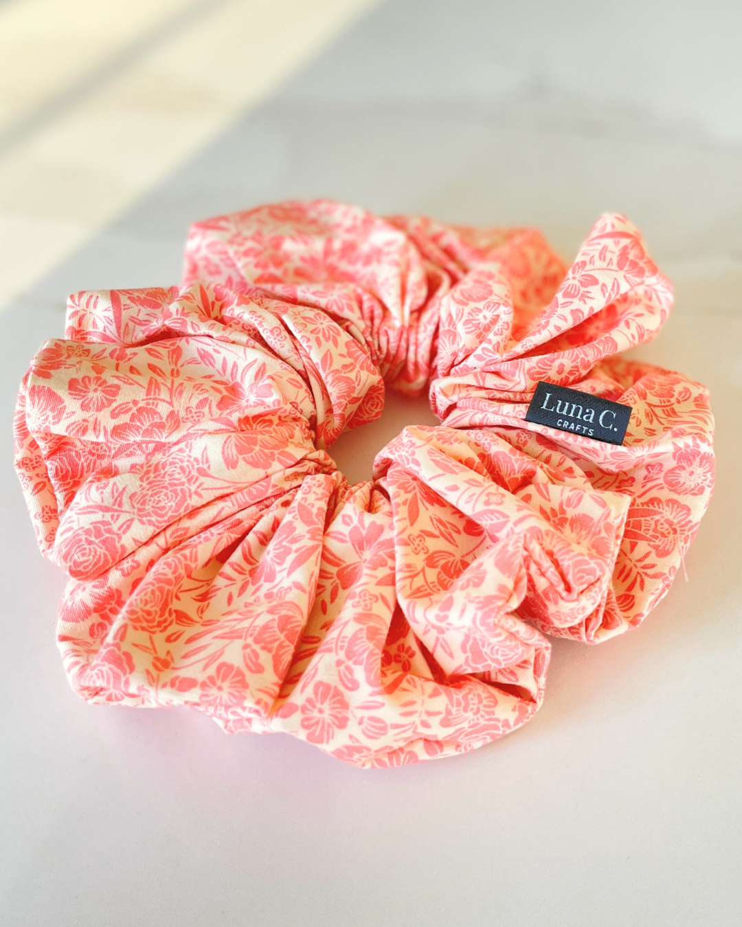 Pink Floral Oversized Scrunchie