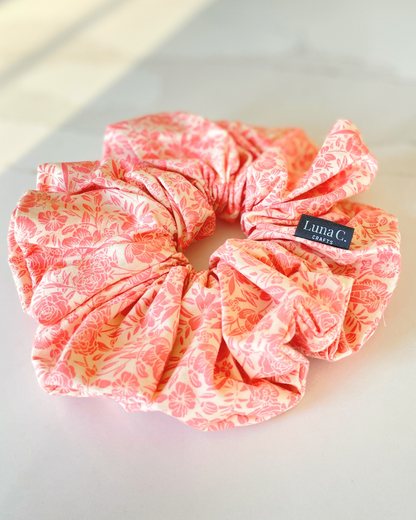 Pink Floral Oversized Scrunchie