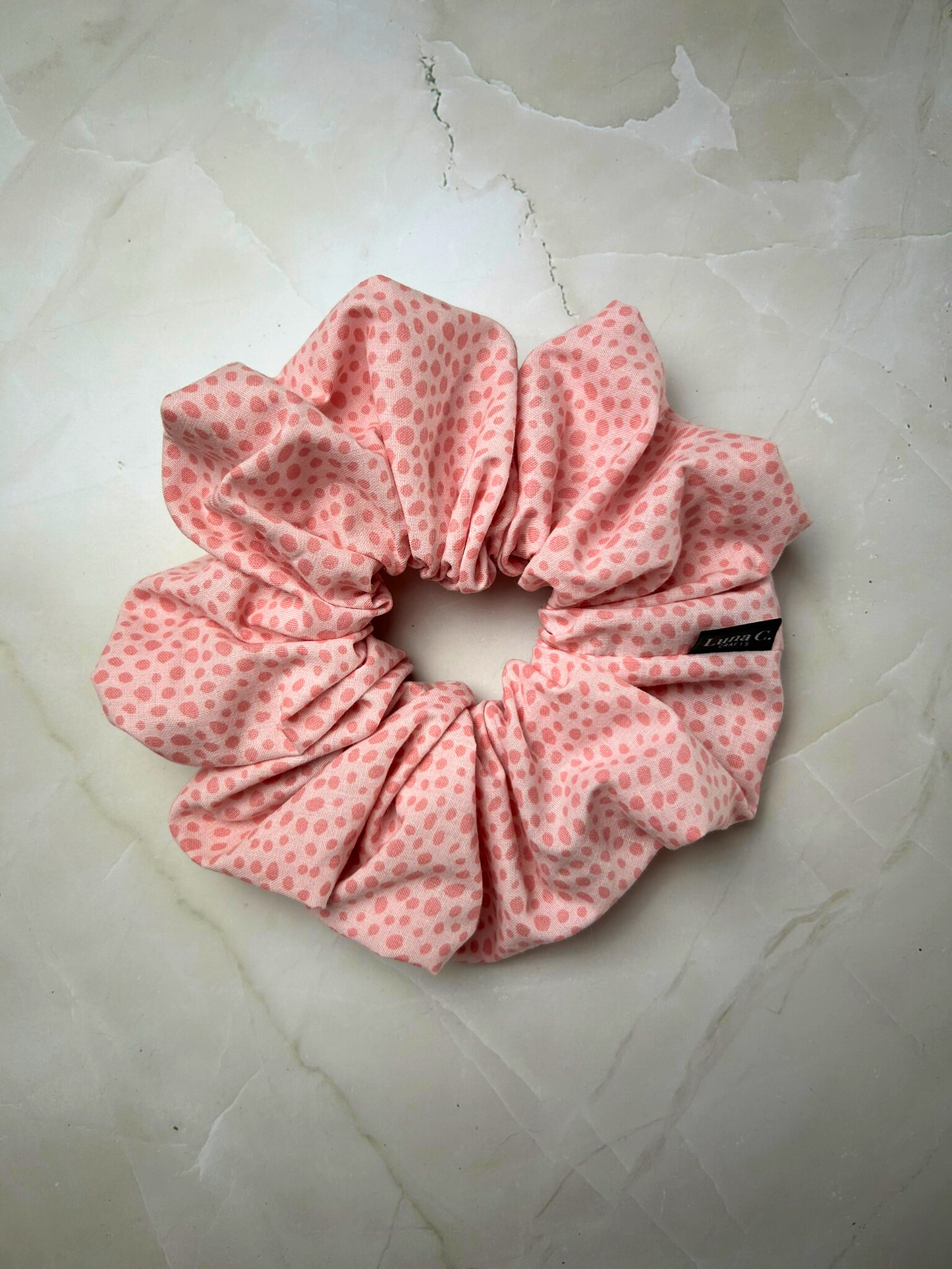 Pink Dot Print Scrunchie