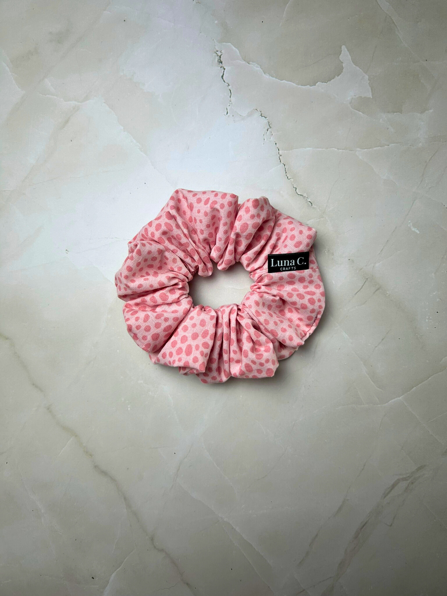 Pink Dot Print Scrunchie