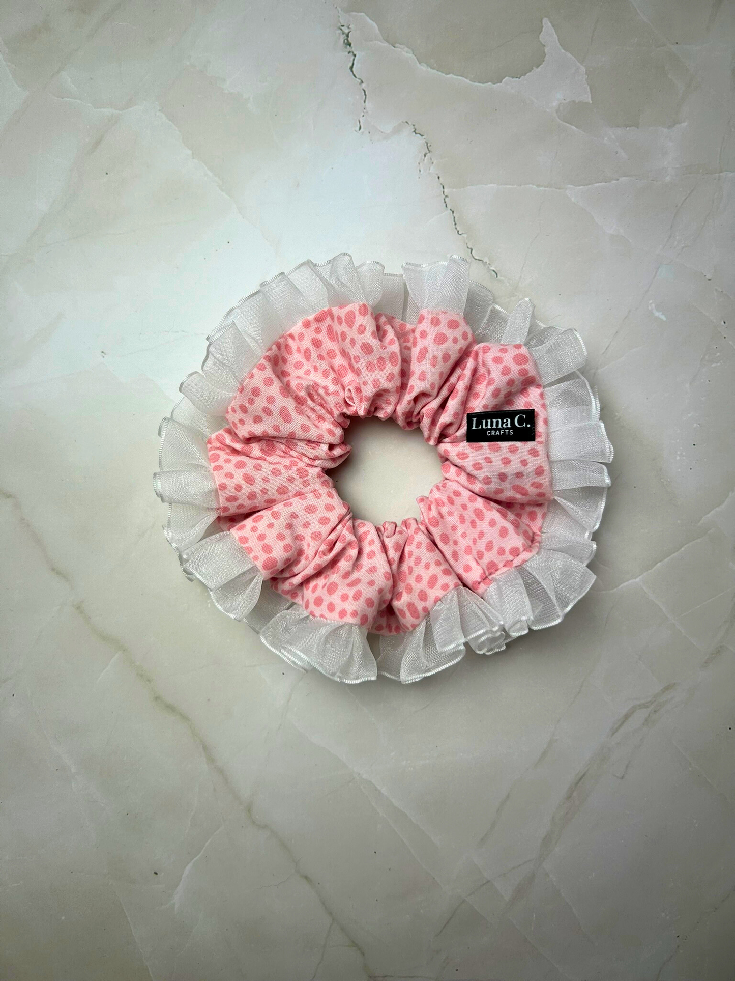 Pink Dot Print Scrunchie