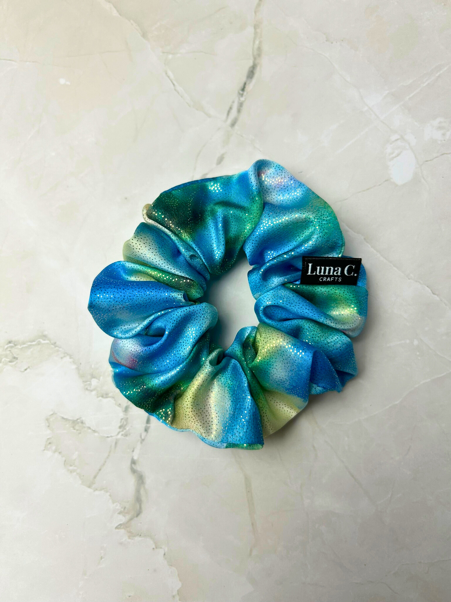 Blue Iridescent Scrunchie