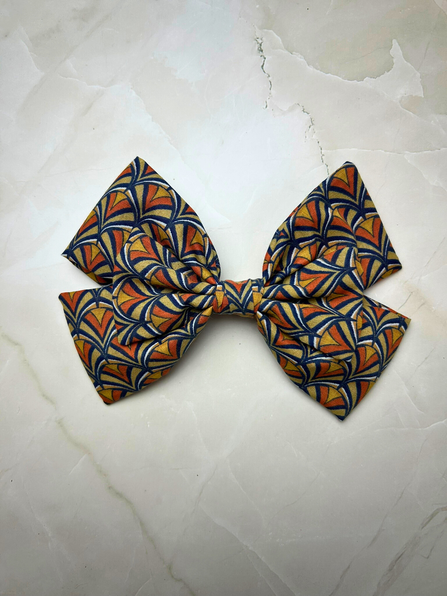 Orange Vintage Style Large Bow Hair Clips