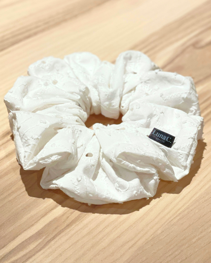 White Embroidery Oversized Scrunchie