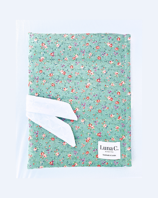 Light Green Orange Floral Ribbon-Tied Book Sleeve